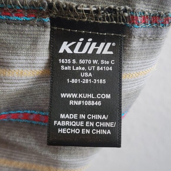 Kuhl Shirt Mens Medium Gray Blue Yellow Striped Short Sleeve Button Up Outdoor - Picture 8 of 13